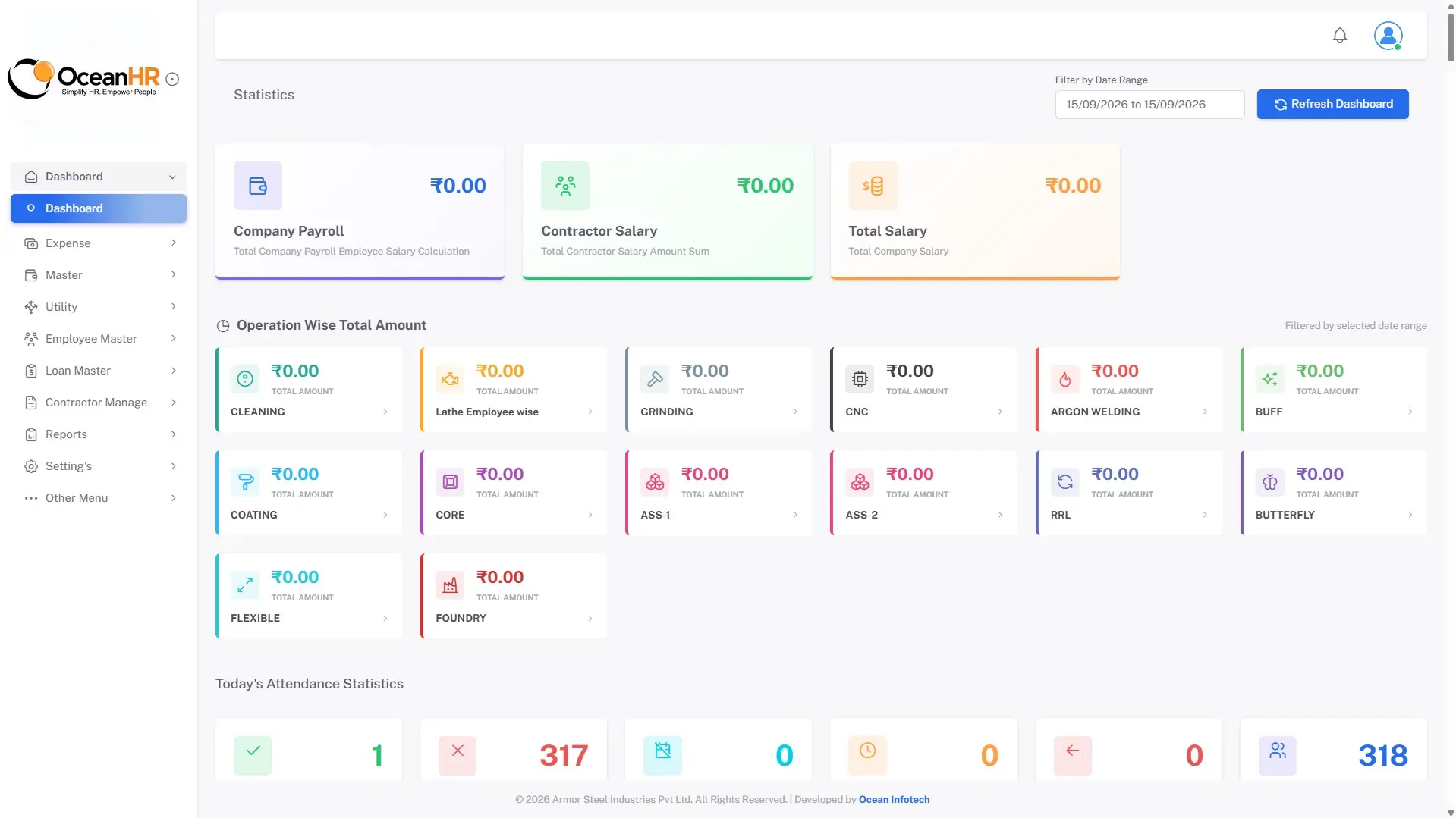 OceanHR Dashboard Preview